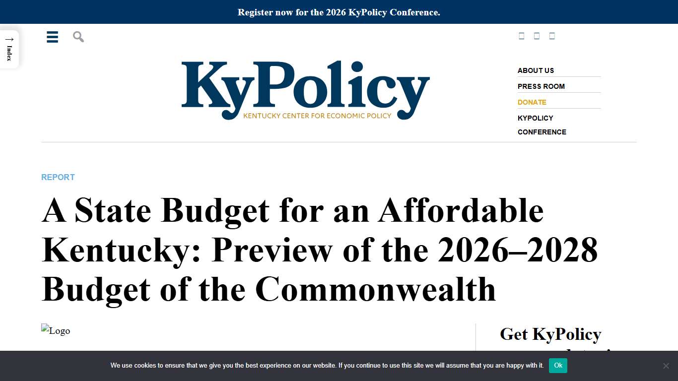 A State Budget for an Affordable Kentucky: Preview of the 2026–2028 Budget of the Commonwealth - Kentucky Center for Economic Policy