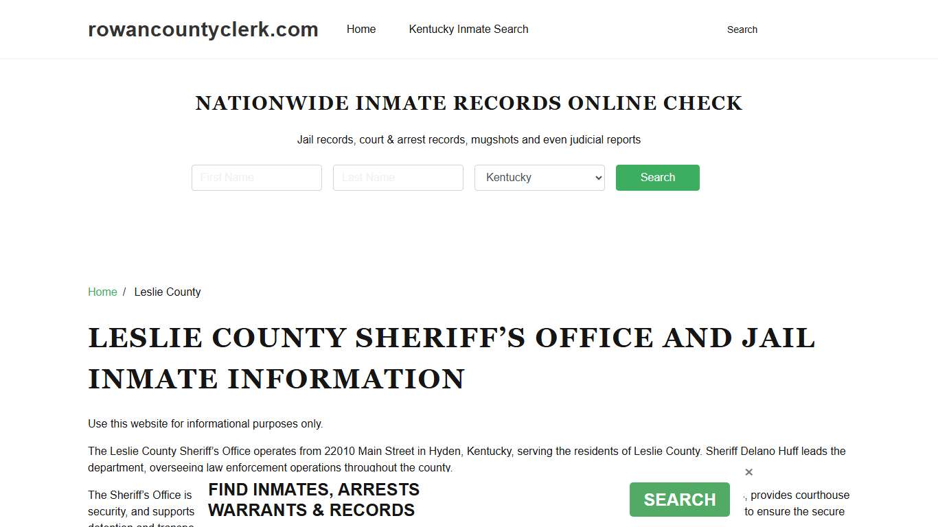Leslie County Sheriff, KY, Jail Inmate Search, Recent Arrests